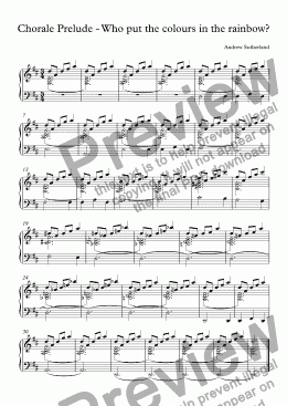 page one of Chorale Prelude - Who put the colours in the rainbow?