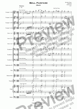 page one of Bell Fanfare  (Short) - Brass Group, Tubular Bells, Organ and Percussion