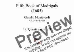 page one of Brass Choir - Monteverdi Madrigals Book 5 - 19. Questi vaghi (a 9)