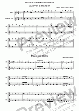 page one of 20 Favourite Christmas Carols for Flute and Clarinet Duet