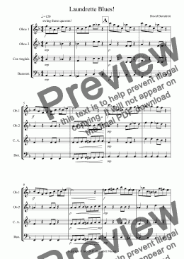 page one of Laundrette Blues! for Double Reed Quartet
