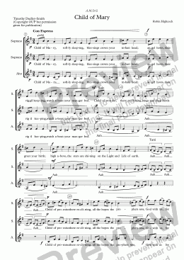 page one of Child of Mary SSA Version