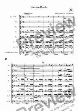 page one of Jamaican Rumba arranged for flute choir