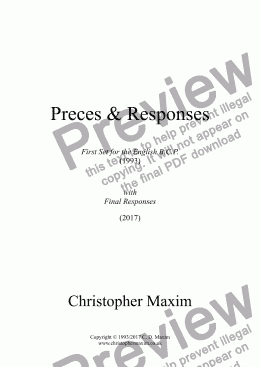 page one of Preces & Responses (1st Set)