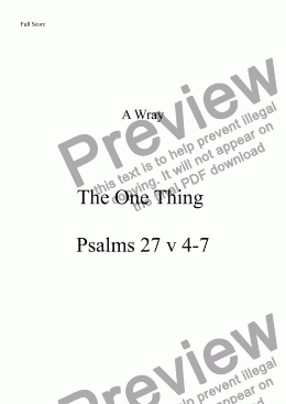 page one of The One Thing - Psalms 27 v 4-7