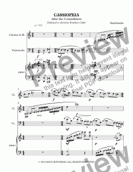 page one of Cassiopeia (clarinet, cello, piano)