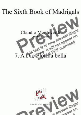 page one of Brass Quintet - Monteverdi Madrigals Book 6 - 07. A Dio Florida bella