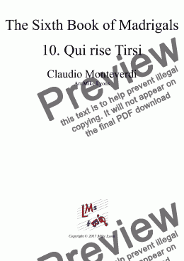 page one of Brass Quintet - Monteverdi Madrigals Book 6 - 10. Qui rise Tirsi