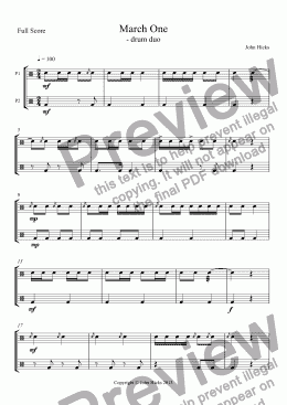 page one of March One - drum duet - Full Score