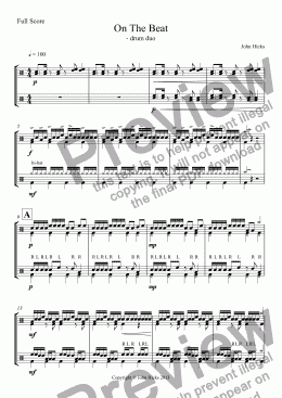 page one of On The Beat - drum duet - Full Score