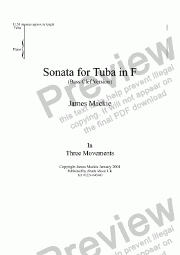 page one of Sonata for Tuba in F