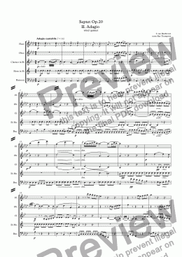 page one of Beethoven:Septet Op.20 II. Adagio - wind quintet
