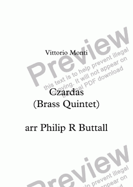 page one of Czardas (Brass Quintet)