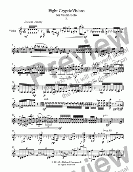 page one of Cryptic Visions 3 for Violin Solo