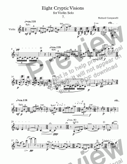 page one of Cryptic Visions 7 for Violin Solo