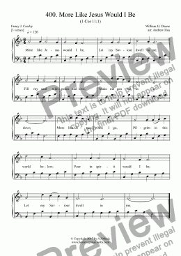 page one of More Like Jesus Would I Be - Easy Piano 400
