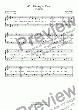 page one of Hiding in Thee - Easy Piano 451