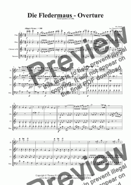 page one of Die Fledermaus (Bb) - J. Strauss - Overture - Wind Quartet 