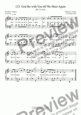 page one of God Be with You till We Meet Again - Easy Piano 123