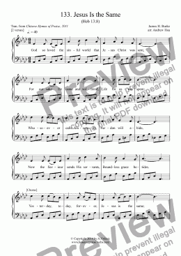 page one of Jesus Is the Same - Easy Piano 133