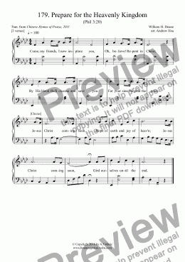 page one of Prepare for the Heavenly Kingdom - Easy Piano 179