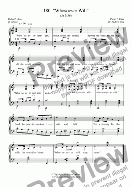 page one of Whosoever Will - Easy Piano 180