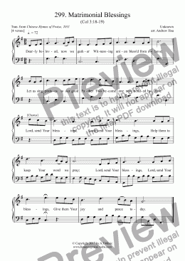 page one of Matrimonial Blessings - Easy Piano 299