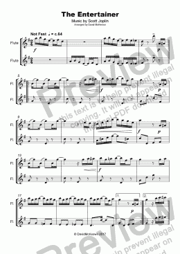 page one of The Entertainer by Scott Joplin, Duet for Flute