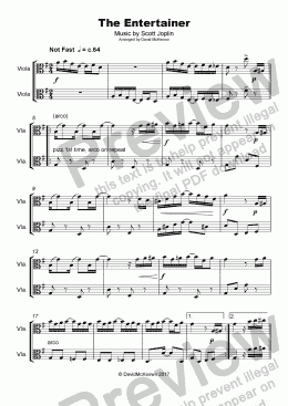 page one of The Entertainer by Scott Joplin, Duet for Viola