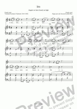 page one of Iris (Angels we have heard on high) - Descant plus trumpet