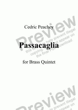 page one of Passacaglia