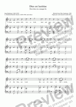 page one of Dies est laetitiae (Dost thou in a manger lie) - Reharmonisation with descant