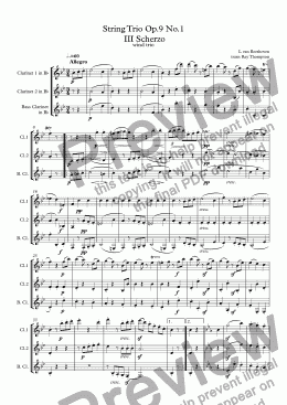 page one of String Trio Op.9 No.1  III Scherzo