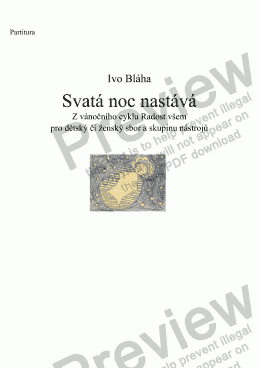 page one of SVATÁ NOC pro dětský či ženský sbor a skupinu nástrojů (Czech words)
