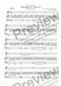 page one of Schubert: Impromptu Opus 90 No. 3 for Violin and Piano