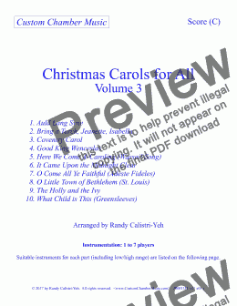 page one of Christmas Carols for All, Volume 3 (for C instruments)