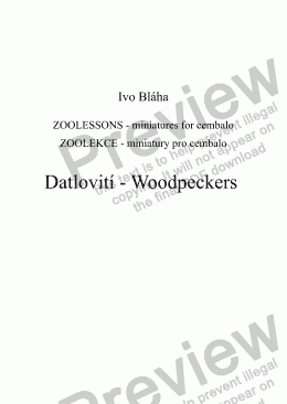 page one of DATLOVITÍ (Woodpeckers) pro cembalo