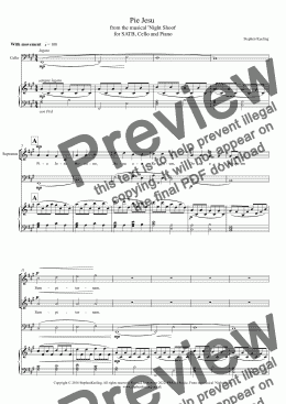 page one of 'PIE JESU'  from the musical 'Night Shoot' for SATB, Cello and Piano