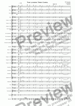 page one of The Linden Tree Carol - Concert Band
