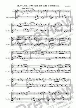 page one of BOP DUET NO 3 arr. for flute & tenor sax