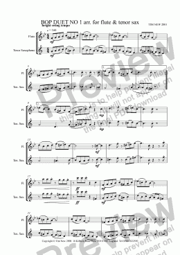 page one of BOP DUET NO 1 arr. for flute & tenor sax