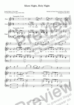 page one of Silent Night, Holy Night (SATB, Flute, Organ) (Words by Young)