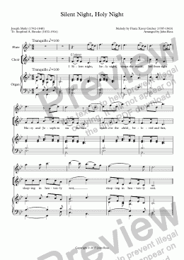 page one of Silent Night, Holy Night (SATB, Flute, Organ) (Words by Brooke)