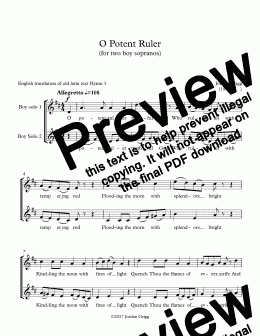 page one of O Potent Ruler (for two boy sopranos) - Full Score