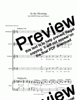page one of In the Morning (for SATB Choir and Piano) - Full Score