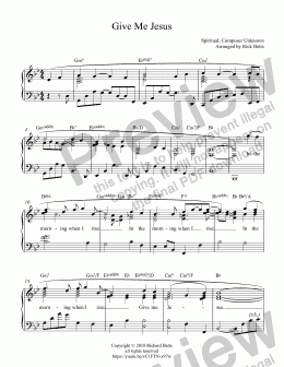 page one of Give Me Jesus (In the Morning When I Rise) - Gospel Hymn Spiritual Piano Solo