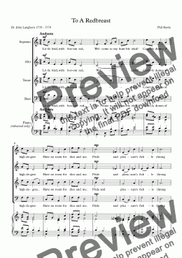 page one of To A Redbreast - Choir SATB