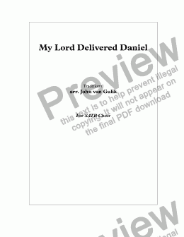 page one of My Lord Delivered Daniel - SATB Choir
