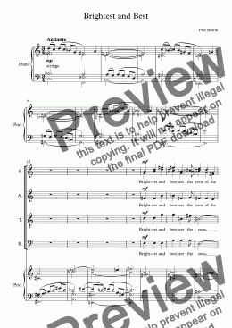 page one of Brightest and Best - choir and piano
