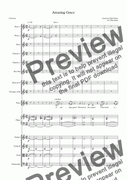 page one of Amazing Grace - Training Orchestra Hymn Arrangement & Descant